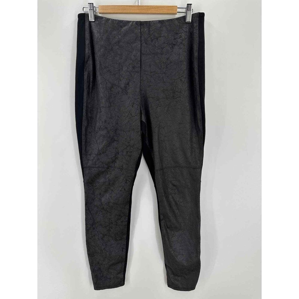 LYSSE Front Panel Faux Leather Ponte Knit Leggings Black Pants 5178L Women's XL